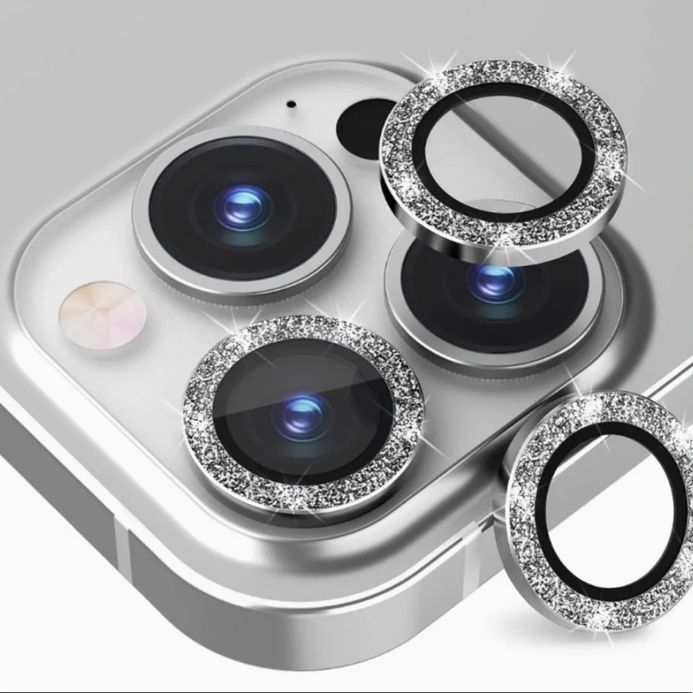 Camera lens tempered glass protector Glitter Silver iPhone 13 Pro, 13 Pro Max
